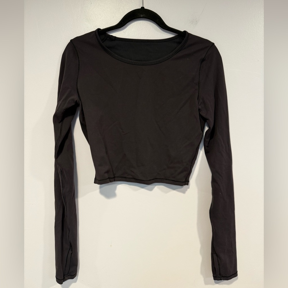 Lululemon‎ Wunder Train Black Long Sleeve Crop Top